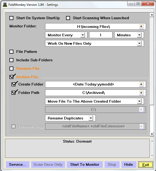 Monitor folders for new files
