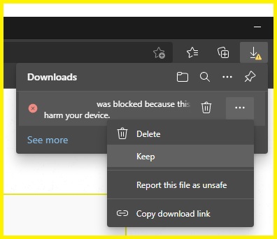 Internet Explorer Download Warning